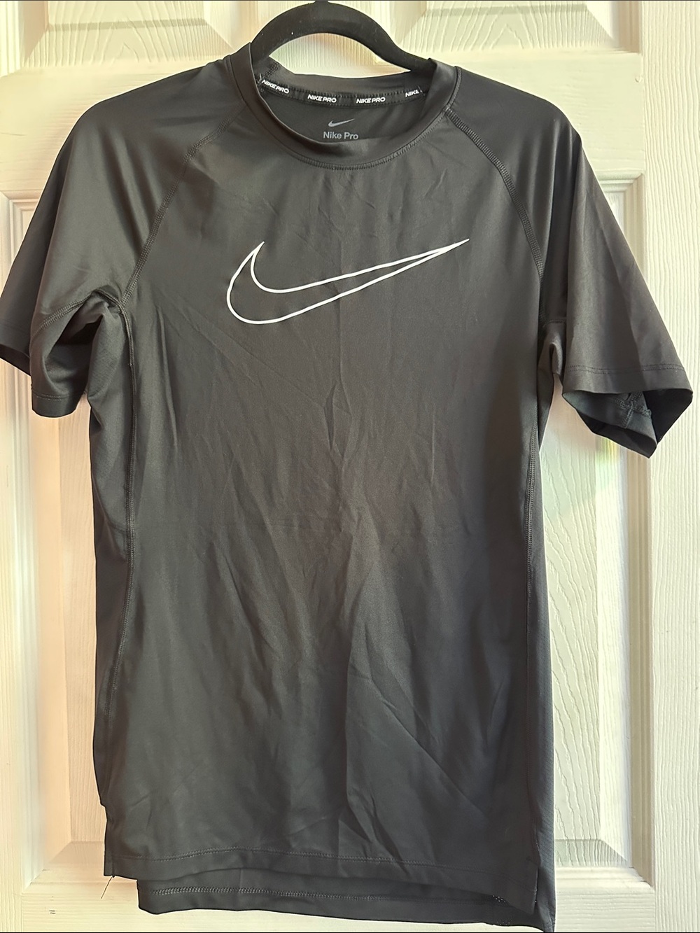 Nike Black Short-Sleeve Performance Tee with White Swoosh